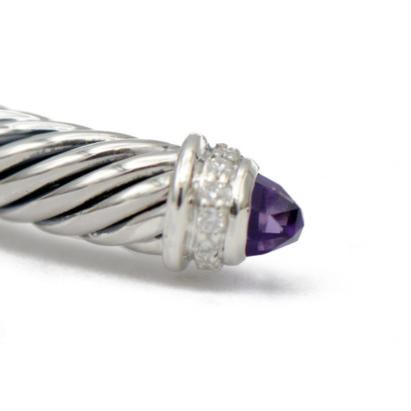 David Yurman Amethyst & Diamond Cuff 5mm - Picture 2 of 6